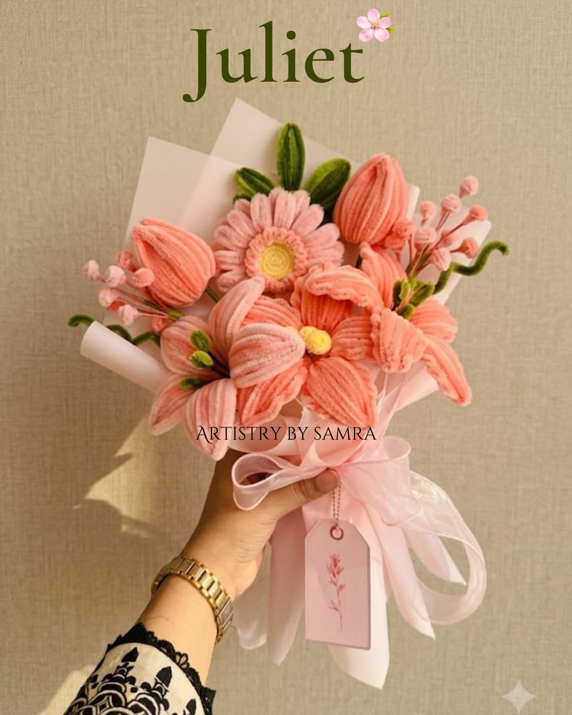 Handmade pipe cleaner flower bouquet by Artistry by Samra