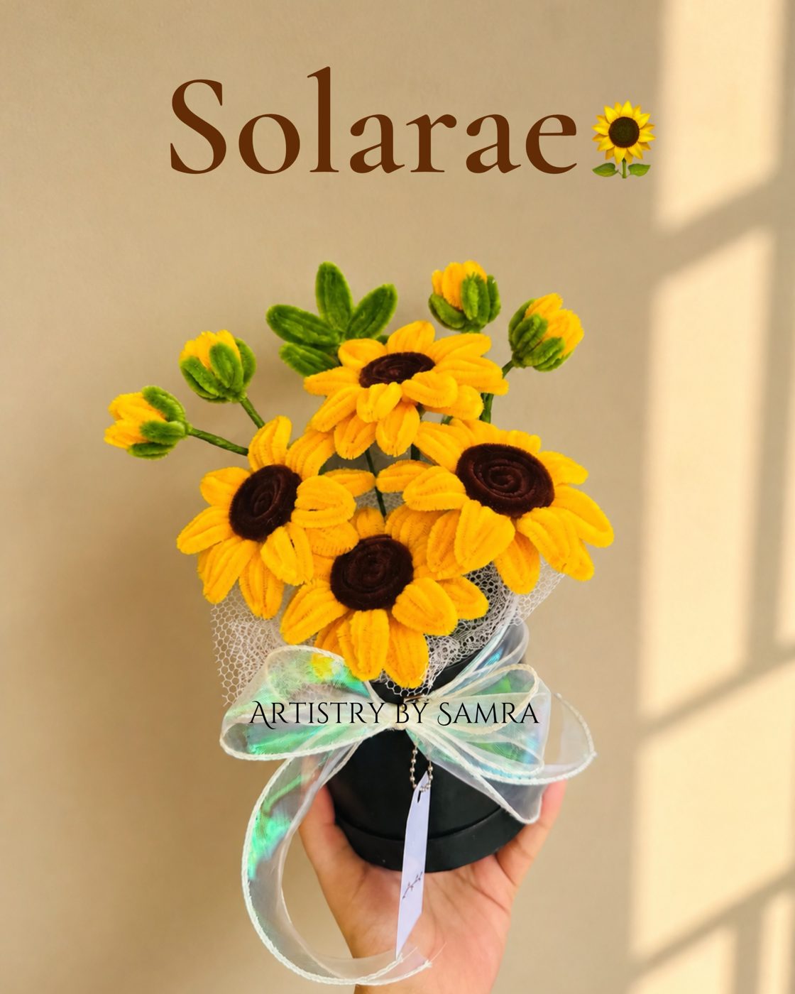Solarae - pipe cleaner sunflower bouquet
